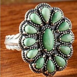 American West by Carolyn Pollack Sterling Green Variscite Cluster Gemstone Ring